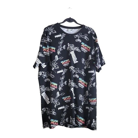 Puma  Super Mario Bros. Mens Shirt Black 3XL All-Over-Print Logo Big & Tall New - Picture 6 of 6